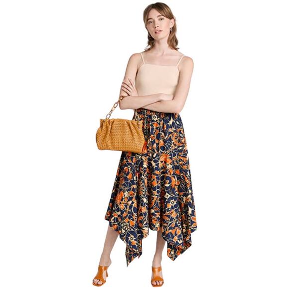 A.L.C. NWT Blanca Midi Skirt Poplin Elastic Waist Handkerchief Hem Size 10 - Picture 2 of 11